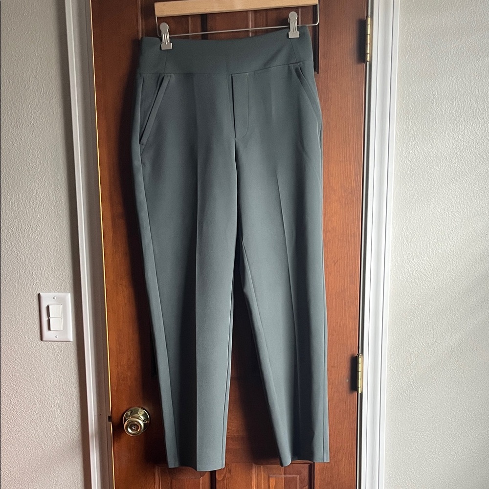 Athleta High-Rise Straight Leg Dress Pants in Slate Green